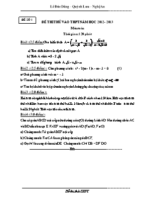 Đề thi thử vào THPT năm học 2012 - 2013 Môn Toán